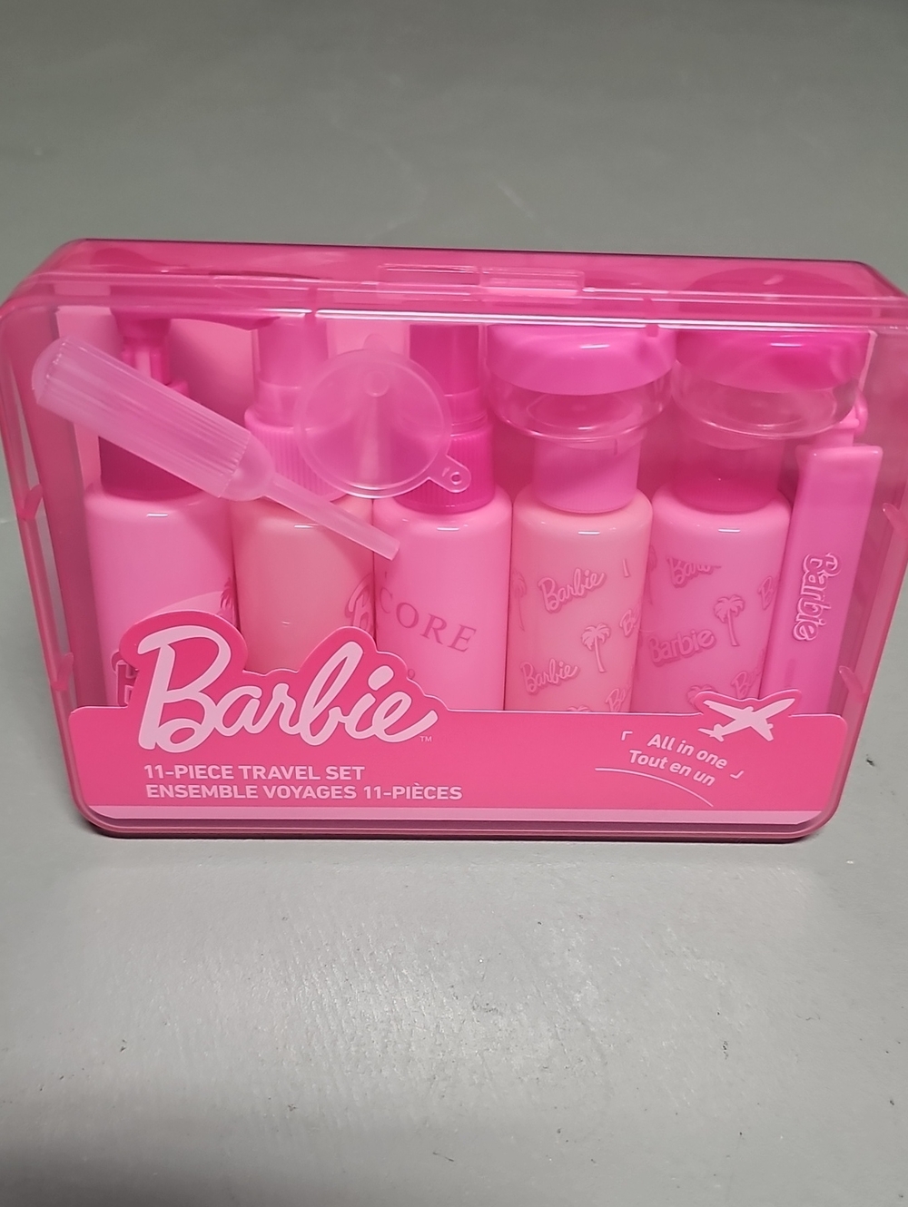 Barbie 11-Piece Travel Set Toiletry Vacation Over Night Kawaii Pink Chic NWT